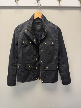 J. Crew Black Military Field Jacket with Gold Hardware
